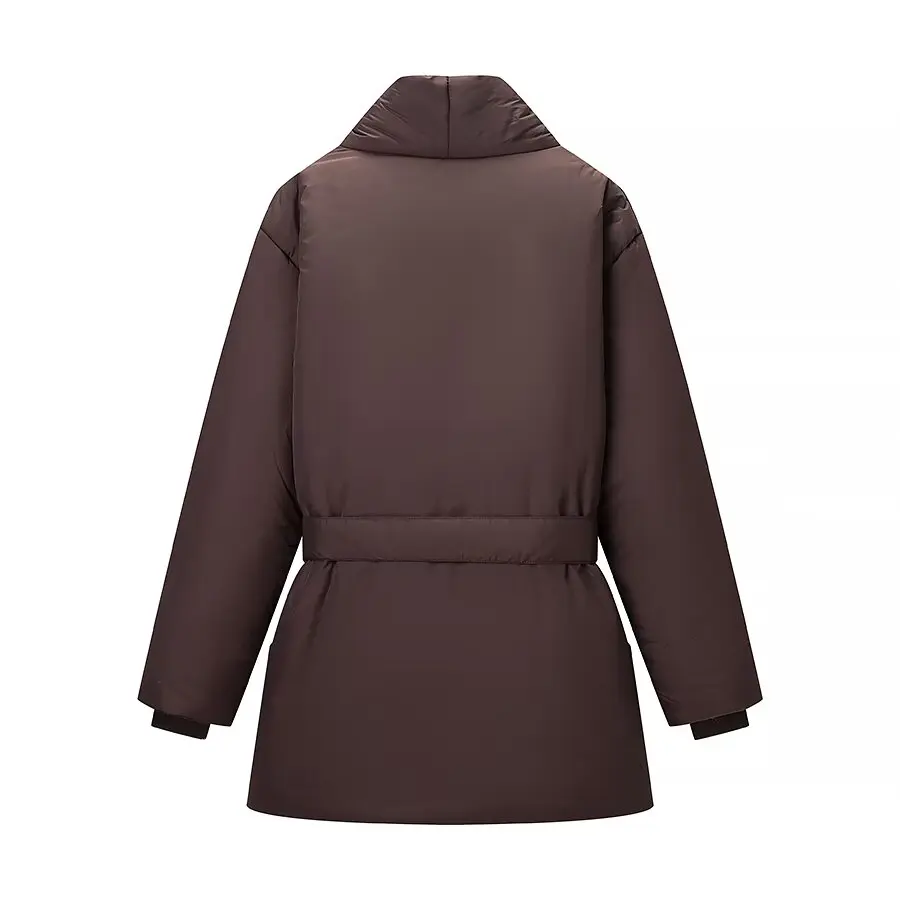 Nouveau automne hiver femmes Faionable couleur Pure ceinturé ample chaud coton Jaet vêtements d'extérieur simple bouton Long Sve costume col