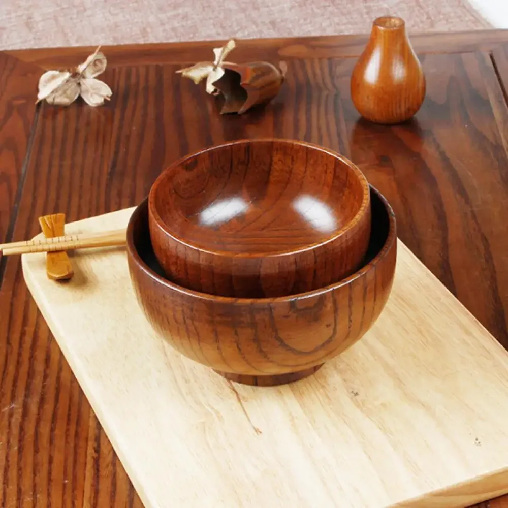 Ziziphus Spinosae Antique Lacquered Bowl Kids Heat Resistant Vintage Japanese Style Wooden Bowl Retro Lacquered Bowl Wholesale