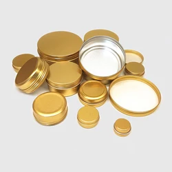 5/10/15/20/30/50/60/80/100/150/200g gold Empty Aluminum Box Lids Silvery Tin Cans Round Metal Box Empty Ceam Jar Cosmetic