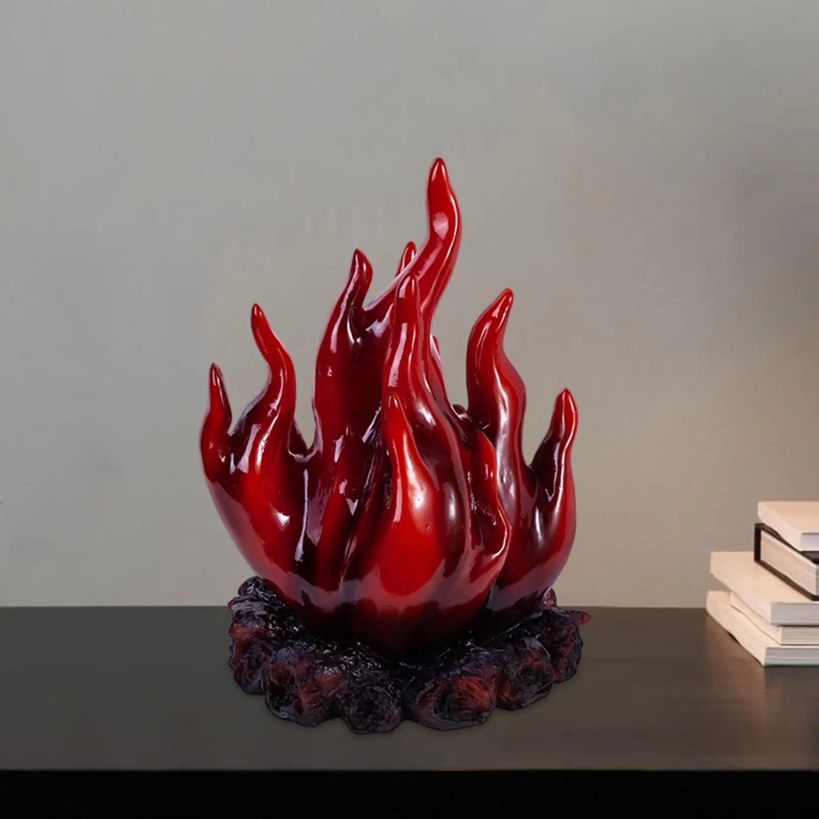 Flame Statue Figurine Imitation Fire LED Lamp for Bookshelf Living Room 110V