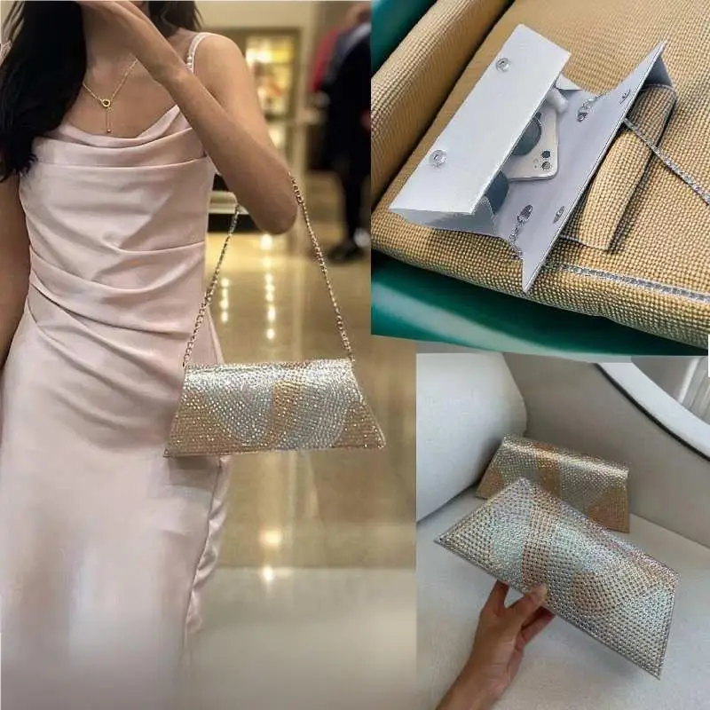 

Новая женская сверкающая роскошная вечерняя сумка с бриллиантами, блестящие клатчи со стразами, сумки на цепочке, сумка на плечо для банкета и невесты