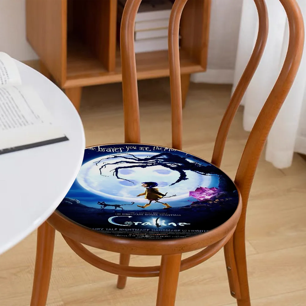 Vintage Anime Movie Coraline Square Dining Chair Cushion Circular Decoration Seat For Office Desk Chair Mat Pad