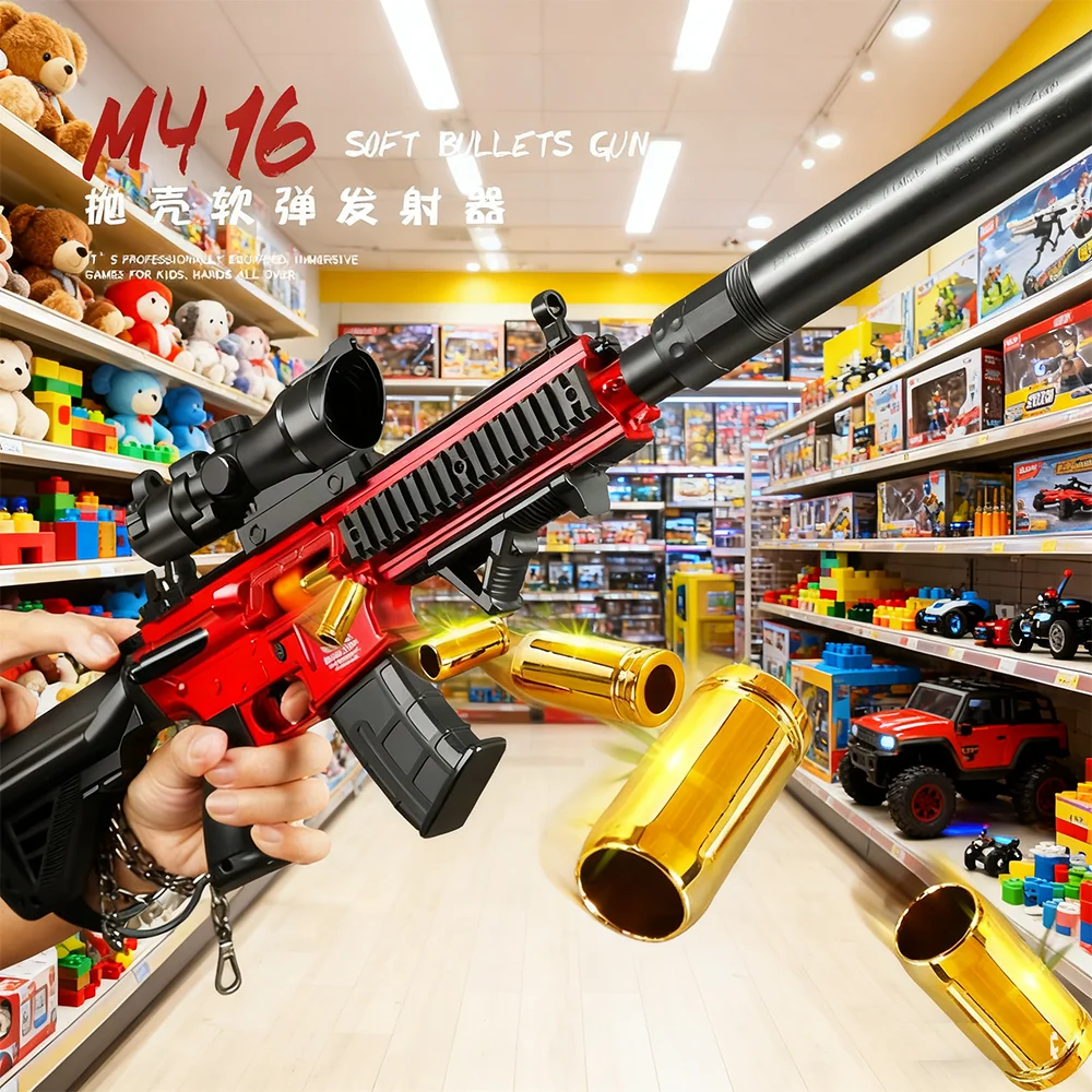 M416 Speelgoedpistool voor jongens - Buitenschietspel met handmatig laden Shell-uitwerpen Zachte kogels Kerstcadeau