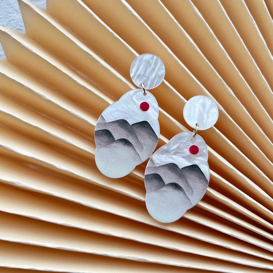 Guofeng الأقراط النمط الصيني الجديد الخيزران الحبر اللوحة قلادة الأقراط مزاجه Guochao الأقراط النمط الصيني كله