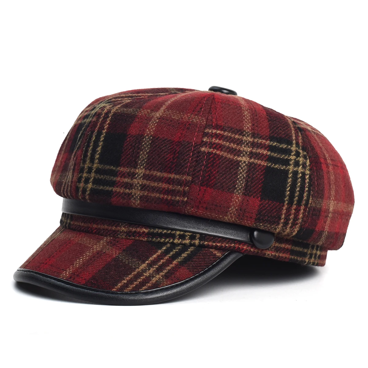 Gorros octogonales para hombre y mujer, boina informal de lana, color liso, para otoño e invierno, novedad