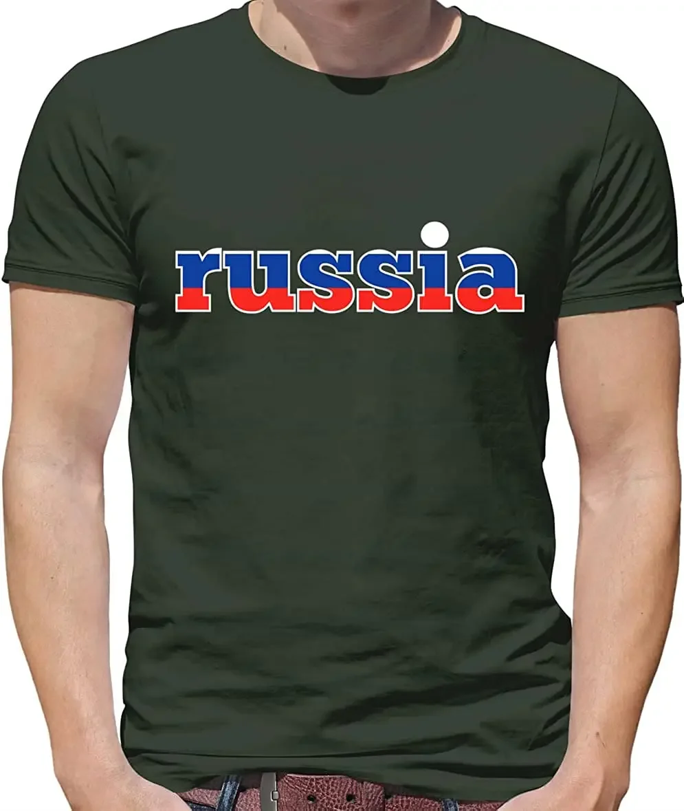 Russian Country Word Flag Russia T-Shirt 100% Cotton O-Neck Short Sleeve Summer Casual Mens T-shirt Streetwear