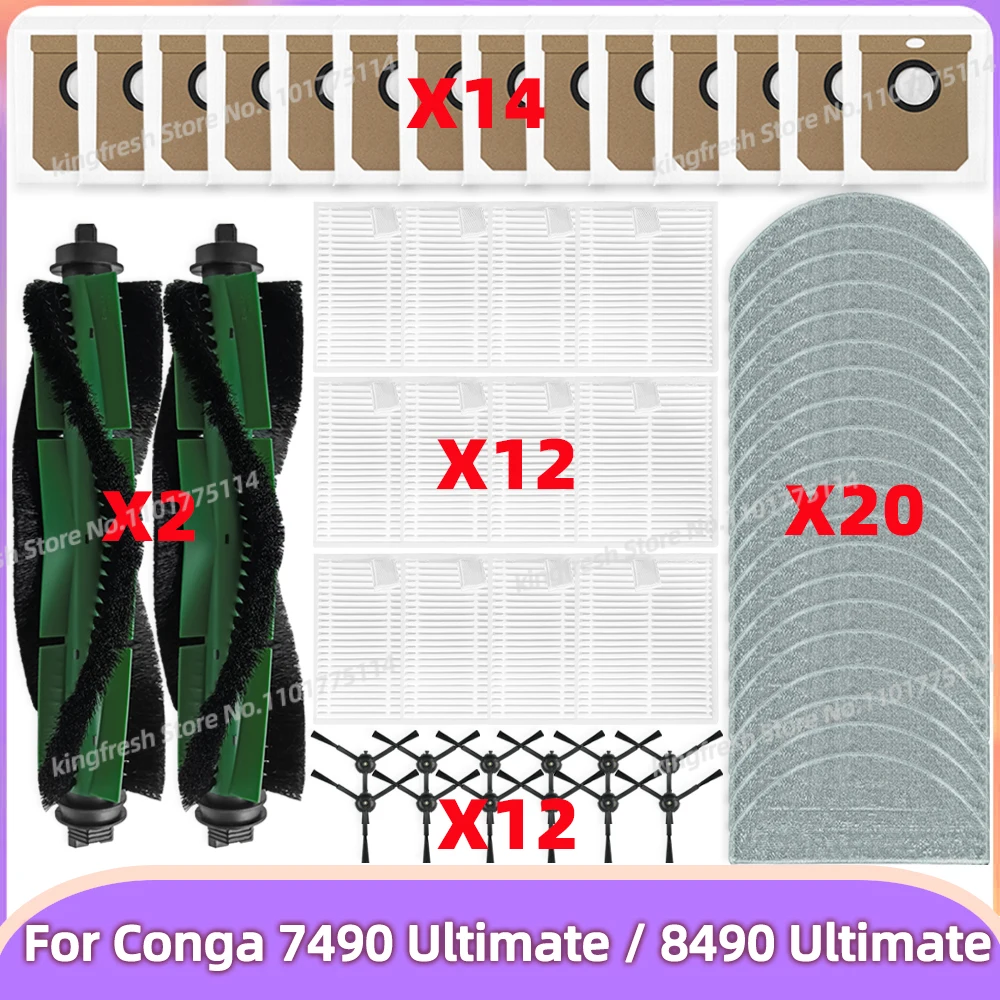 Fit For ( Cecotec Conga 8490 Ultimate Ultra Power / 7490 Ultimate Home X-Treme Genesis ) Parts Main Brush Filter Mop Dust Bag