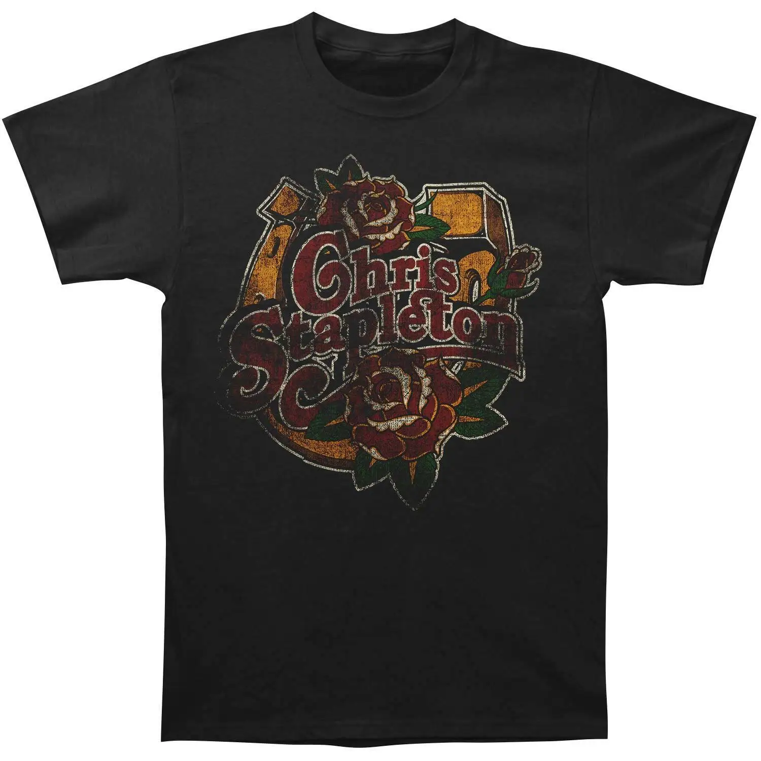 Chris Stapleton Men's Horseshoe Roses T shirt X Large Black