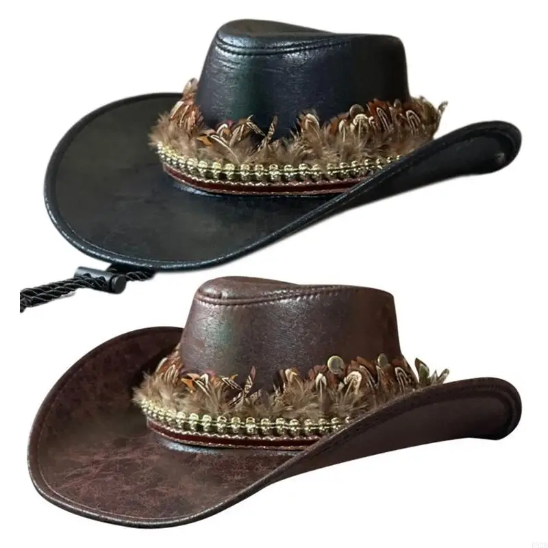 

P8DB Cool Cowgirl Hat Summer Sunscreen Gentleman Cowboy Hat Photo Props