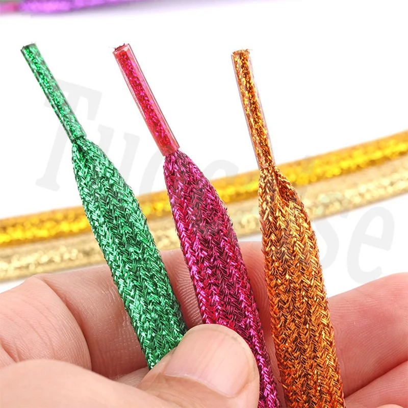 Metallic Shiny Gold Shoelace Silver Flat Shoe Laces Sports Running Laces Colorful Shoelaces Glitter White Shoelaces of Sneakers