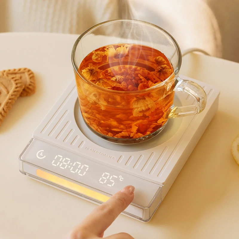 50 واط الكهربائية مدفأة القدح كوب سخان مع 4 والعتاد التحكم في درجة الحرارة لوح تسخين كوستر التدفئة للحليب القهوة مكتب المنزل 220 فولت