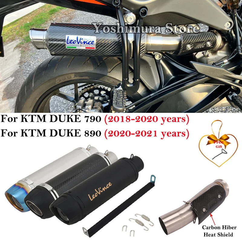 

For KTM Duke 790 2018-2020 For Duke 890 890R 2020 2021 Motorcycle Exhaust System Escape Carbon Fiber Cover With Middle Link Pipe