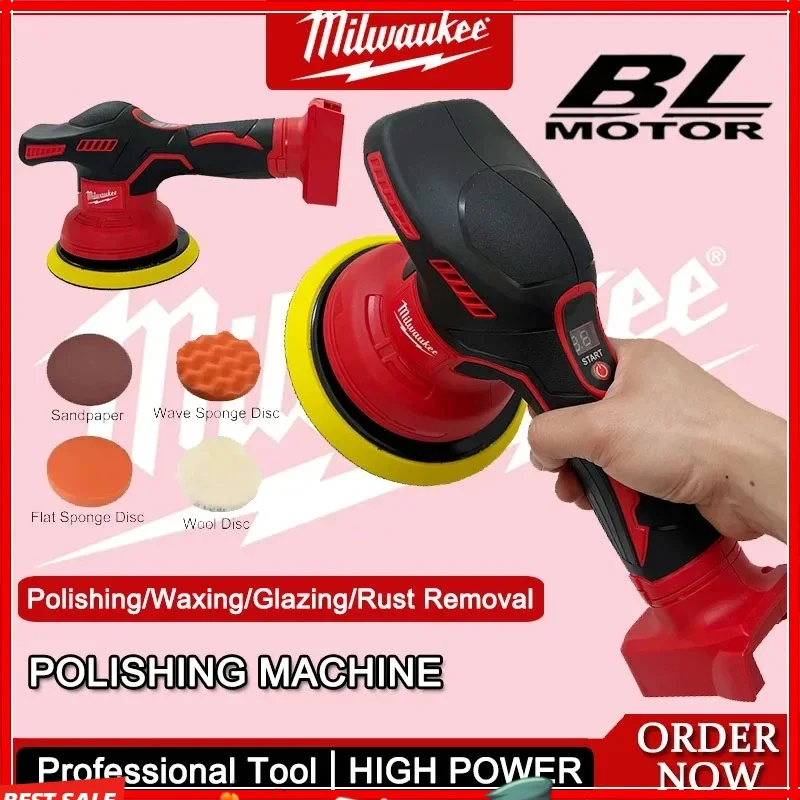Milwaukee 8 Gears Digital Display Cordless Electric Polisher  Auto Car Waxing Polishing Machine Lithium 18V Battery Tool