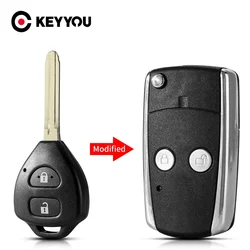 KEYYOU For Toyota Camry 40 Corolla Scion RAV4 Avalon Reiz 4Runner 2/3/4 Buttons Modified Folding Car Key Case