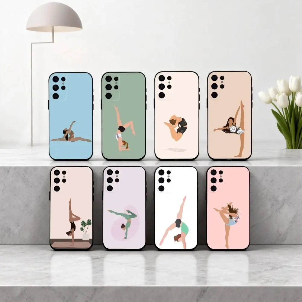

GYM Girl G-Gymnastic art Phone Case For Samsung S25,24,23,22,30,21,10,9,Ultra,Plus,Lite,FE,4,5 G Soft Black Case