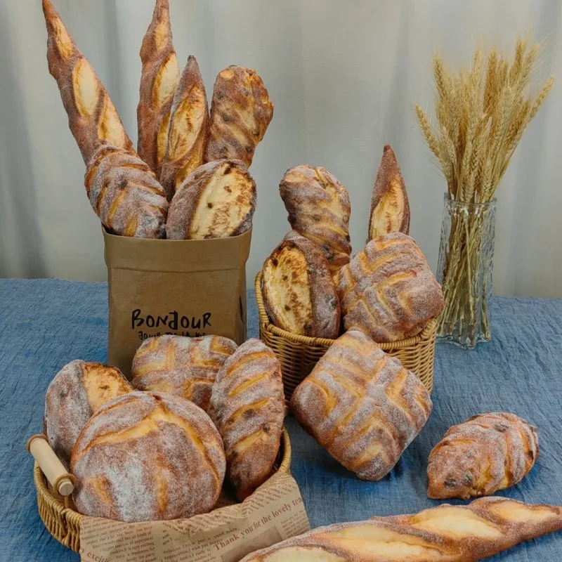 2026 New PU Fake Baguette Artisan Bread Model, Sweet Cute Artificial Food Prop for Bakery Window Decor & Food Photography