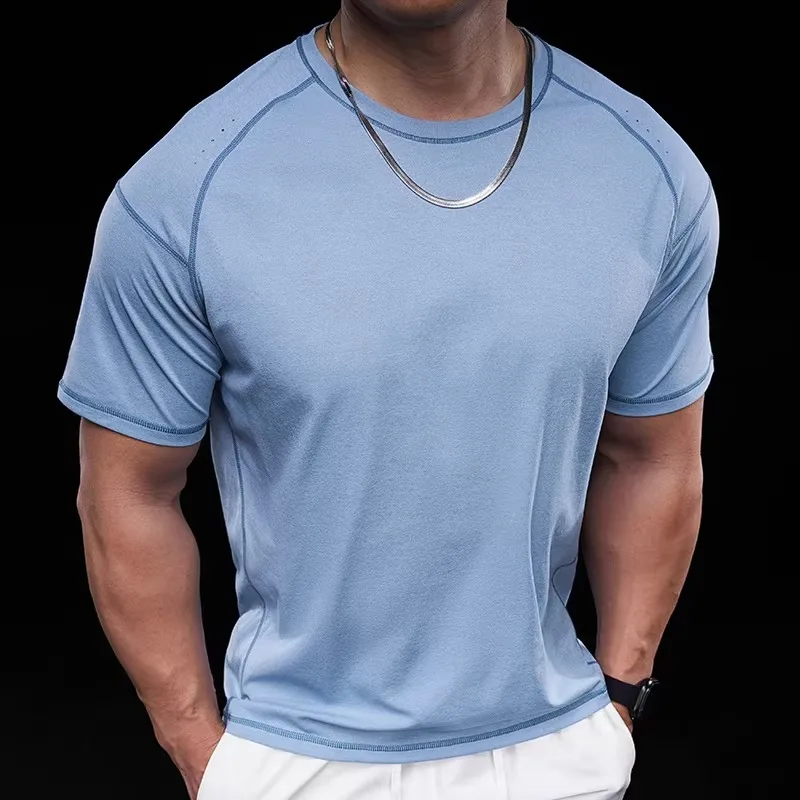 

Летняя мужская дышащая сетчатая быстросохнущая спортивная футболка с эффектом мягкого хлопка для тренажерного зала, фитнеса, тренировок, бега и занятий спортом