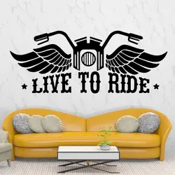Live To Ride Wall Stickers Vinyl Open-wing Motorcycle Home Decor Poster Livingroom Removable Beautiful Murals Art Decals DW12434