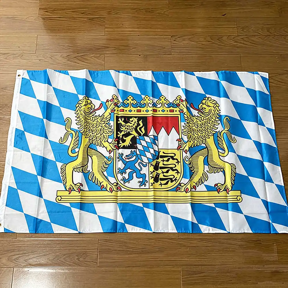 Bavarian Flag Germany Coat of Arms 90x150cm Bavaria Lions Oktoberfest Banner 3x5 Ft For Home Garden Bar Party Decoration