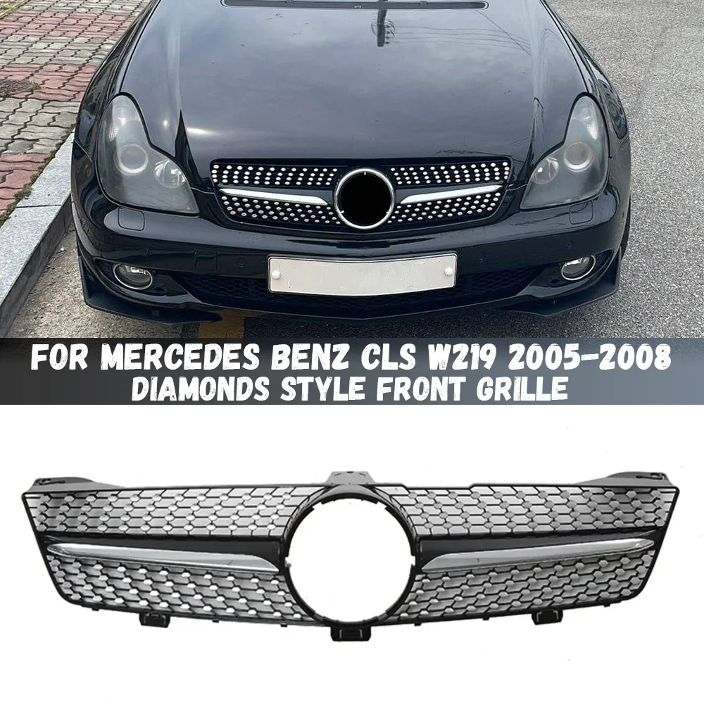 

Diamond Style Front Inlet Mesh Grille Racing Bumper Grill For Mercedes Benz CLS W219 CLS350 CLS500 2005-2008 Tuning