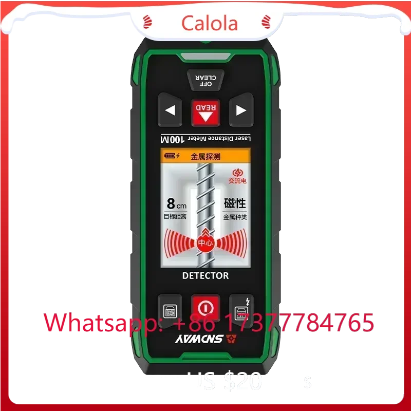 SNDWAY SW-6100GT 5-in-1 Wall Scanner & 393ft/120M Measurement Tool Metal Wood Stud Live Cable Detector