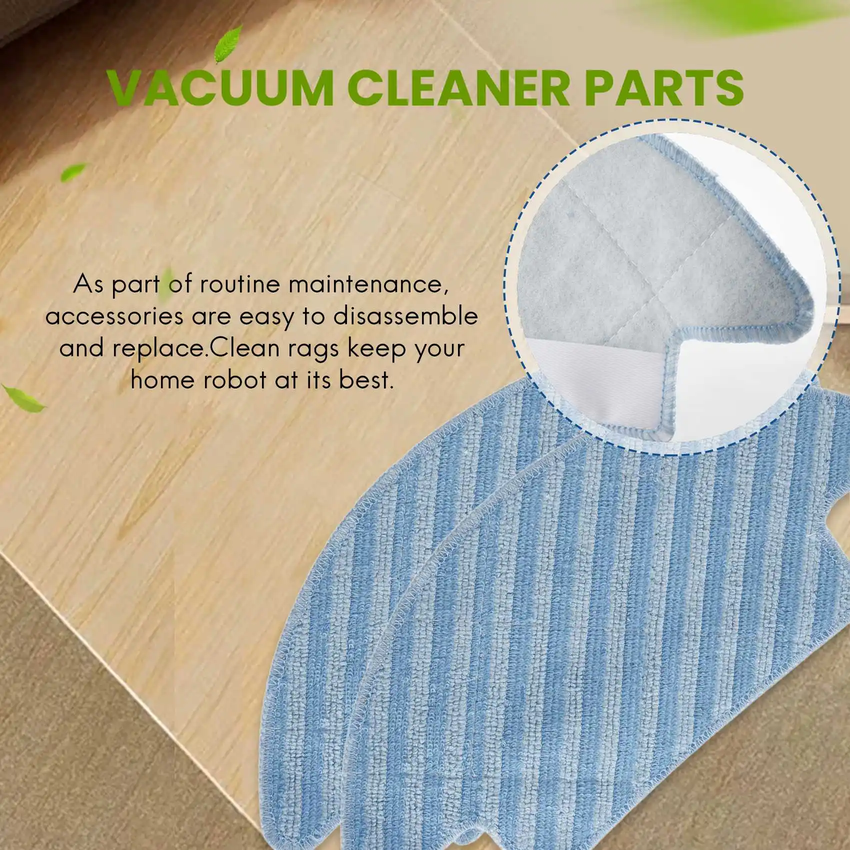 2 Buah Aksesori Pel untuk Penyedot Debu Robot Lefant M210, Pel Pengunci Air Kuat Dapat Dicuci dan Digunakan Kembali