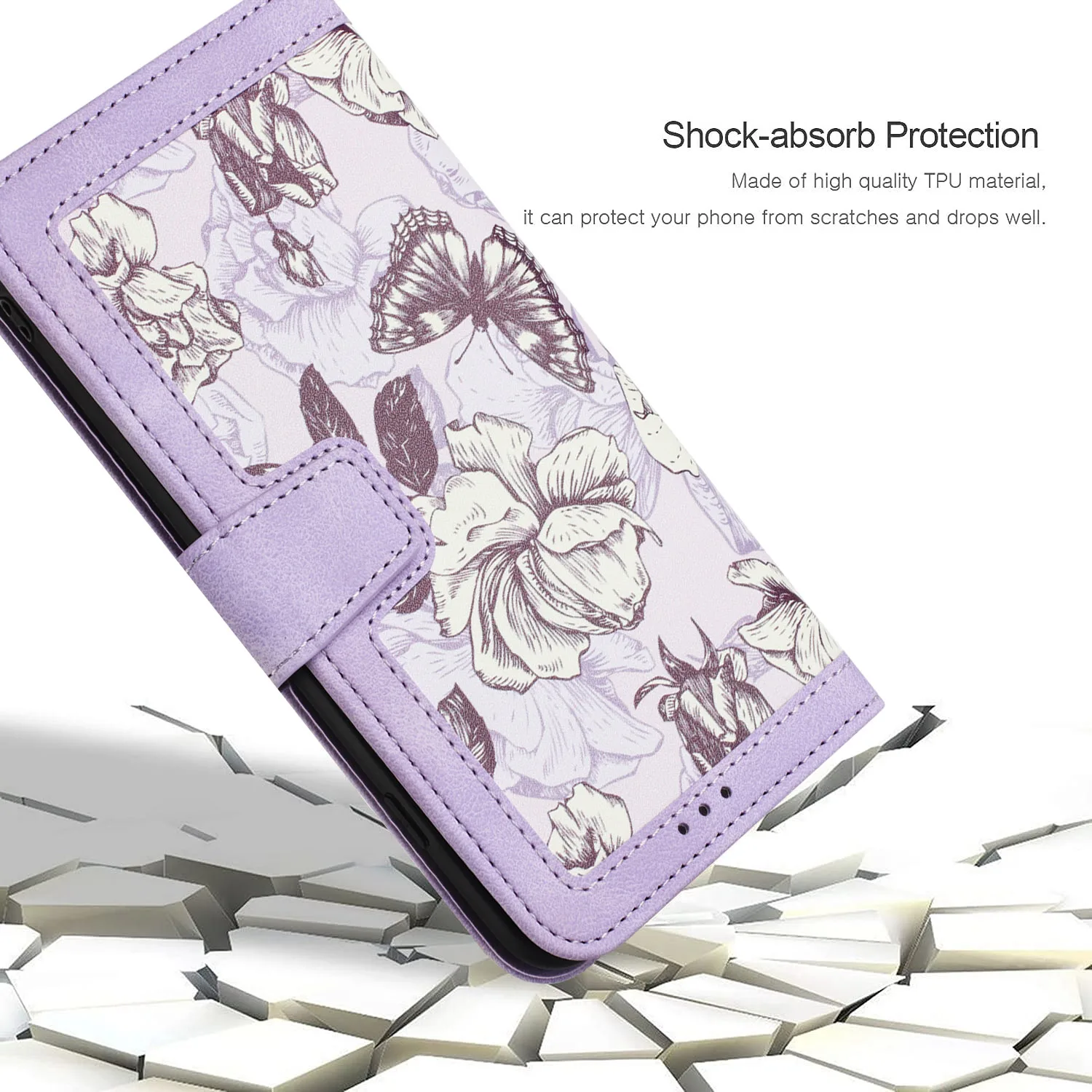 Malerei Kunst Blume Leder Telefon Brieftasche Fall Buch Für Samsung Galaxy S25 S24 S23 S22 S21 S20 FE A06 A16 A26 A36 A56 Flip-Cover – Detail 6