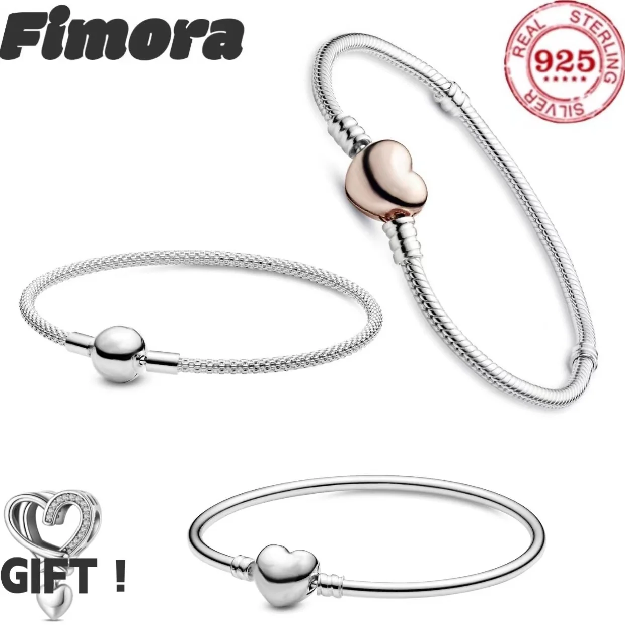 Bestseller 100% 925 Sterling Silber Luxus Zirkon Charm Herz Rund DIY Armband für Damen Edelschmuck Geschenk Personalisierung
