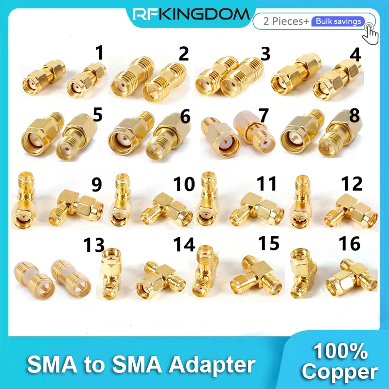2 SZTUK Adapter SMA do SMA SMA męski żeński do męskiego żeńskiego RP SMA prosty 3-drożny kątowy 90 135 stopni Złącze RF do anteny