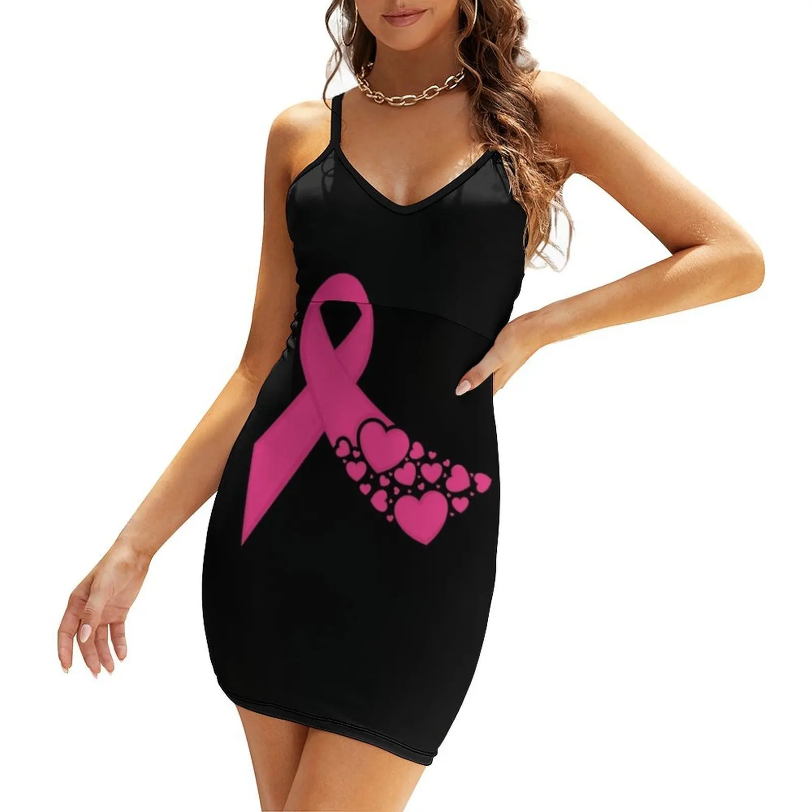 

Breast Cancer Awareness Ribbon Sling Dress summer dress women 2025 dresses for women 2025 women party dresses