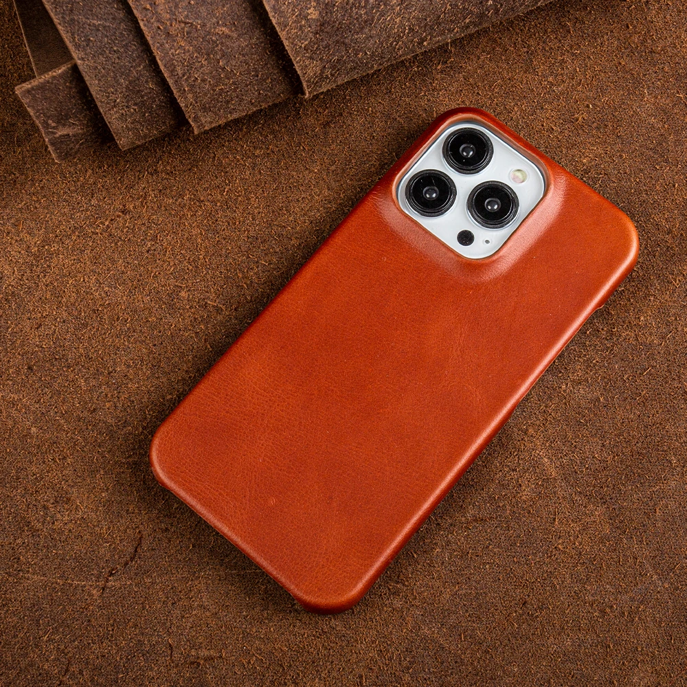 Echt lederen hoes voor iPhone 14 Pro Max Cover Luxe zakelijke telefoon Esthetische Vintage Retro voor Iphone 13 12 Pro 15 XR Coque - afbeelding 1