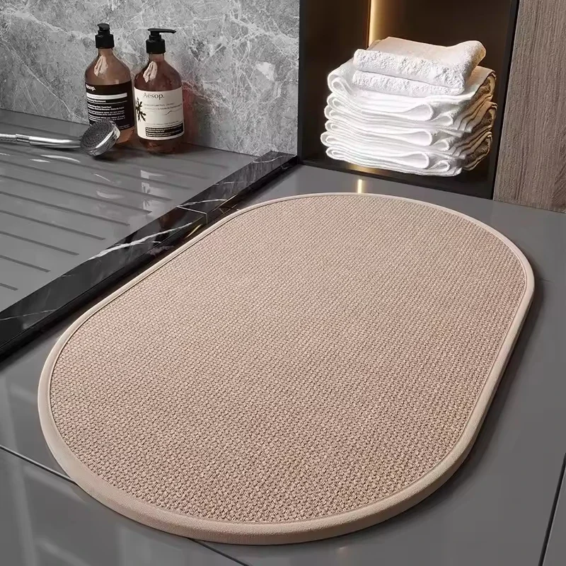 8mm Quick Dry Braided Standing Rug Bathroom Door Mat Water Absorbent Shower Non-slip Bath Mat