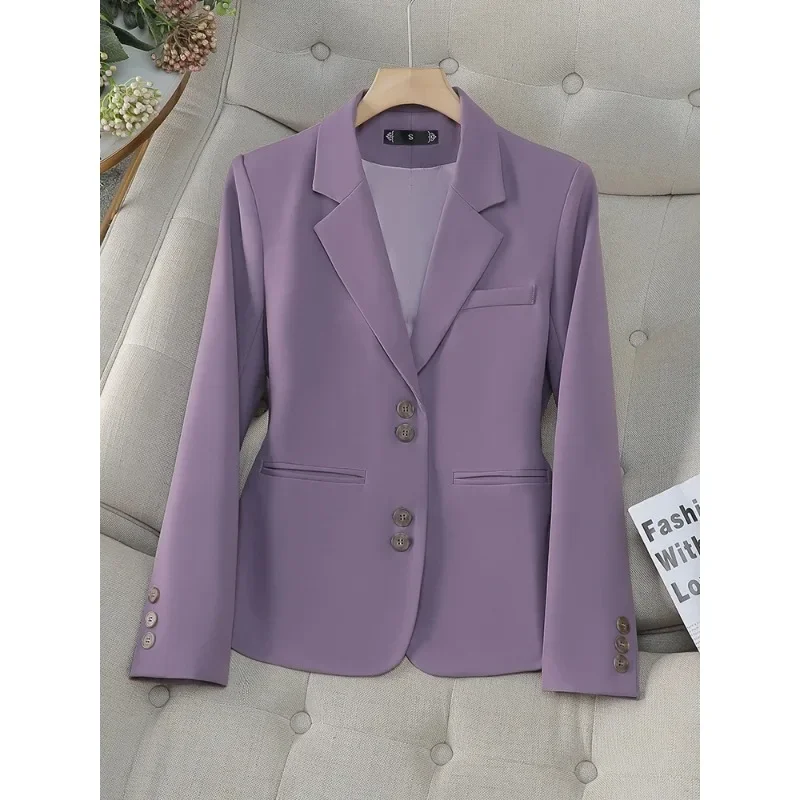 Fashion Female Formal Blazer Women Green Apricot Black Purple Long Sleeve Office Ladies Work Wear Jacket Coat For Autumn Winter