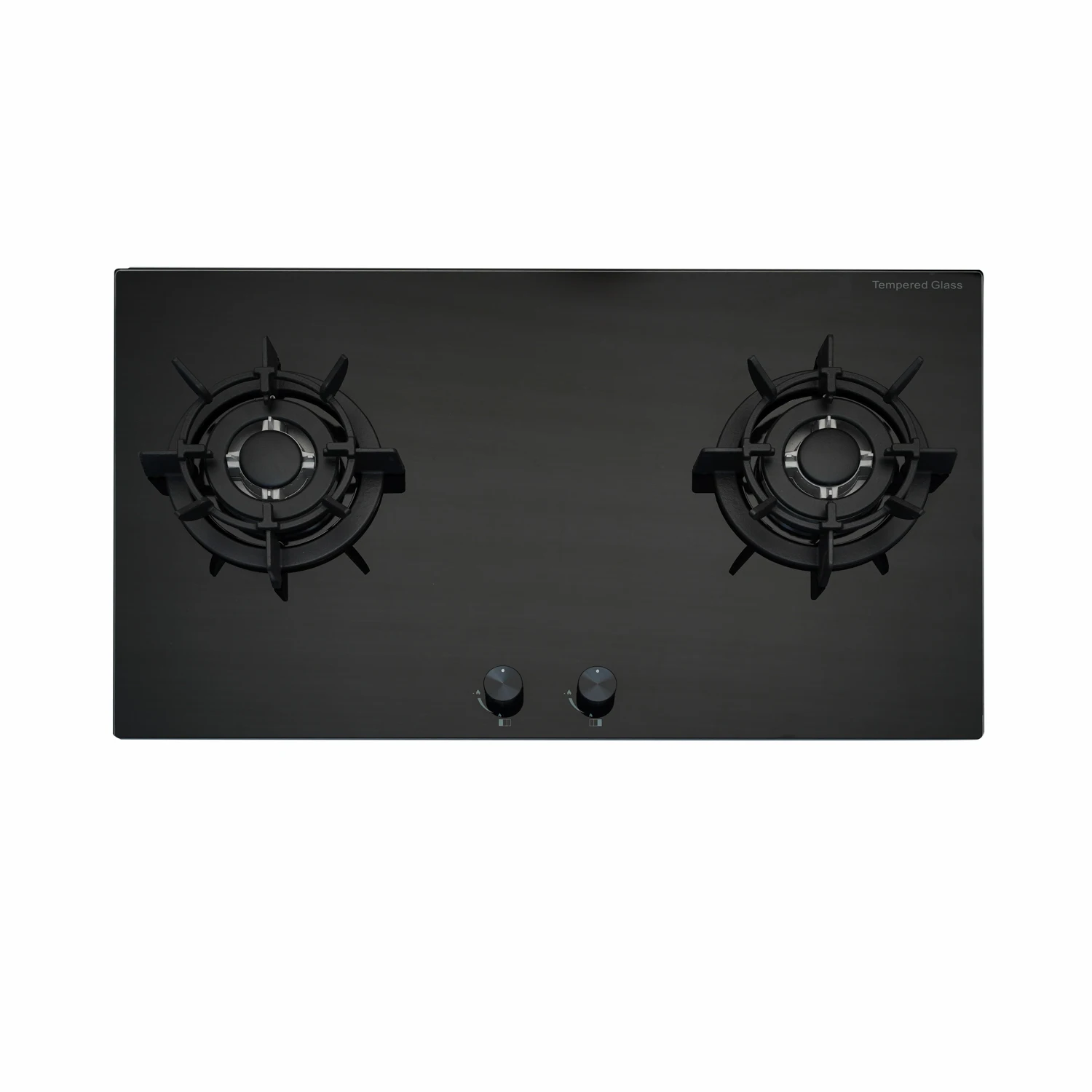 

86cm Black Glass Built-in Gas Cooktop 2 Burners Electric Power Source Cast Iron Surface FFD Thermocouple For Hotel Use