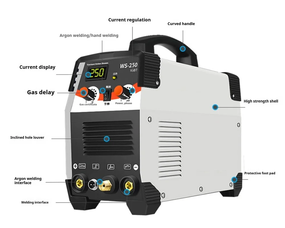 WS-250 stainless steel 220v household small high-power argon arc welding dual-purpose industrial grade