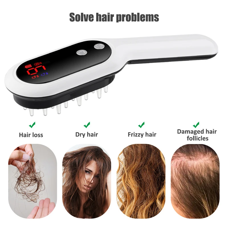 Electric Vibration Massage Comb Red Blue Light Therapy Hair Growth Anti Hair Loss Hair Care Scalp Massage Brush Anti-static