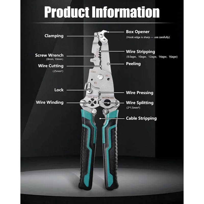 18 In 1 접이식 와이어 스트리퍼, 접이식 와이어 스트리핑 크림퍼, 다기능 와이어 스트리퍼 전기, S