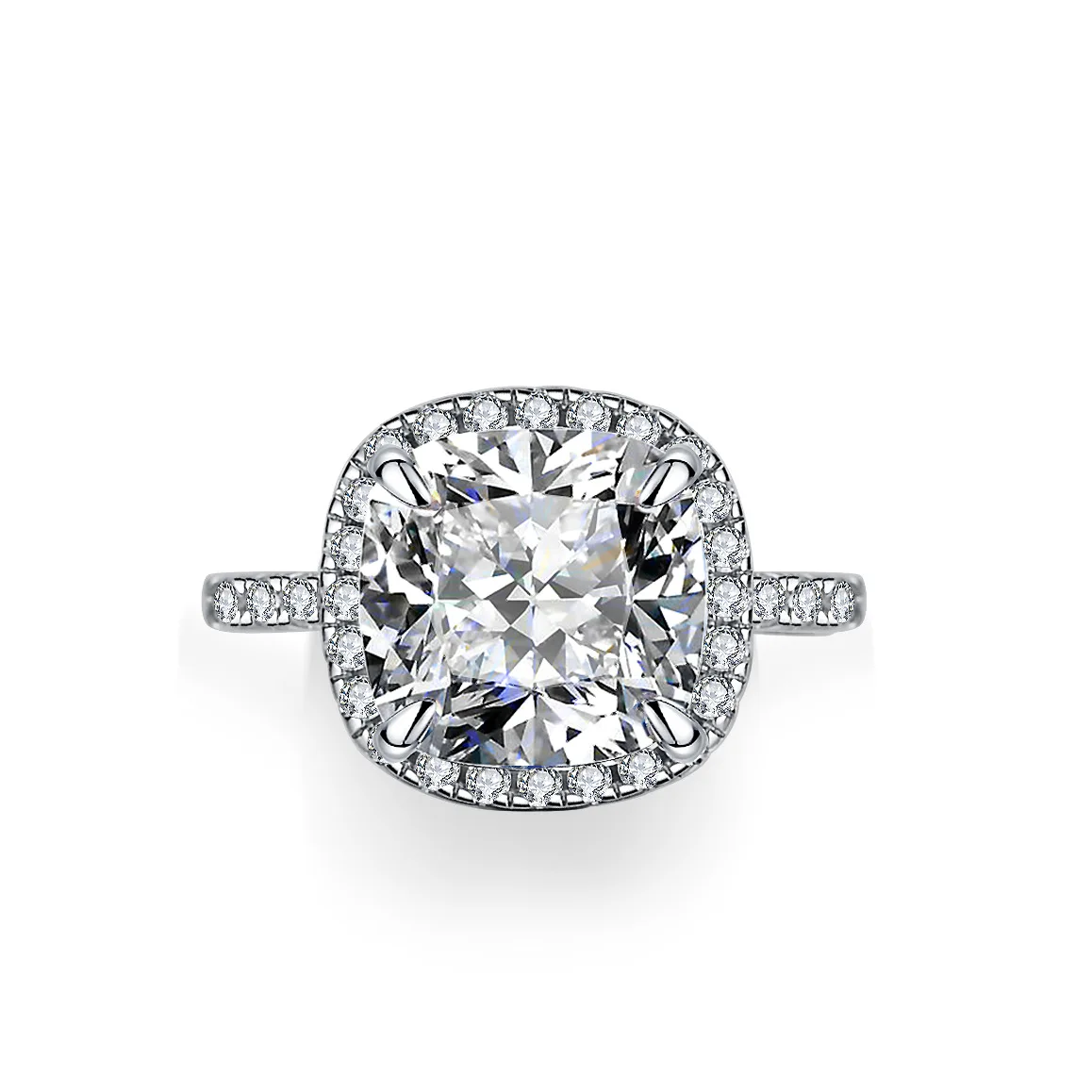 5-carat Moissanite Ring, Female Irregular Square Bag, Fat Square Redion Cutting, European and American Platinum PT950 Jewelry
