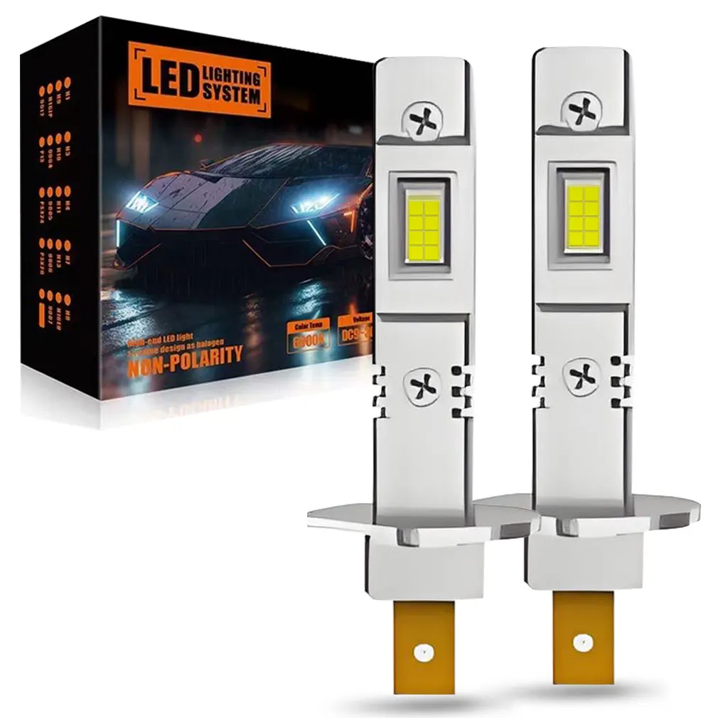

2Pcs 25000LM H1 H3 LED Lights Headlight Bulb Mini Size Design Wireless For Car Lamp CSP 3570 Chip White Plug&Play 6500K 12V