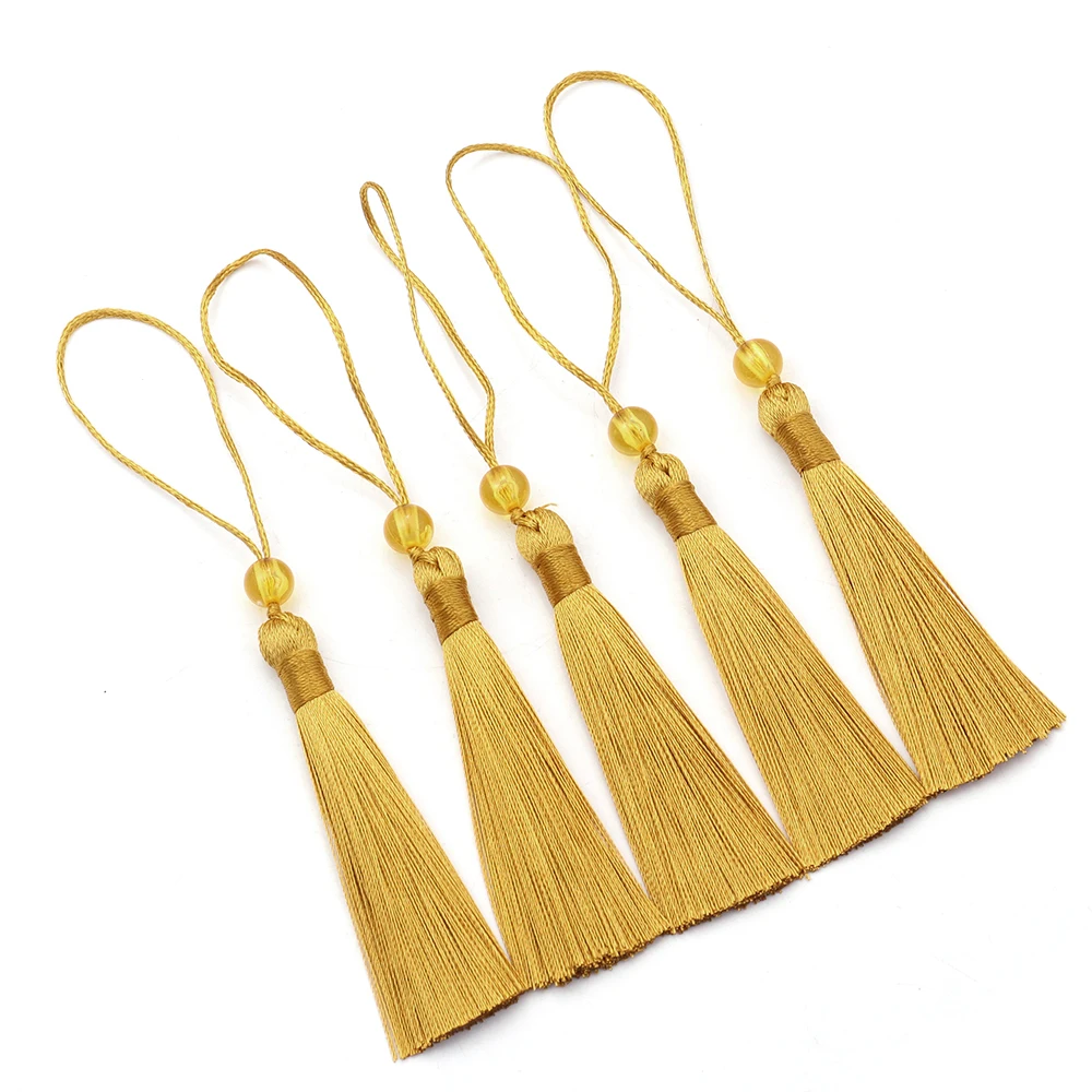 10pcs 12cm Silky Tassel Fringe Handmade Beaded Tassels With Hanging Rope For DIY Jewelry Making Bookmarks Decoration Accessories