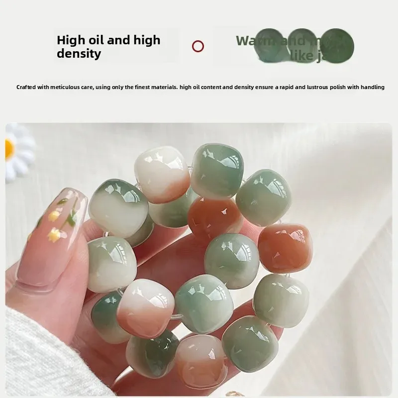 Natural White Jade Apricot Flower Light Rain Bodhi Root Bracelet Plate Play Female Student Wen Play Bodhi Buddha Bead HandString