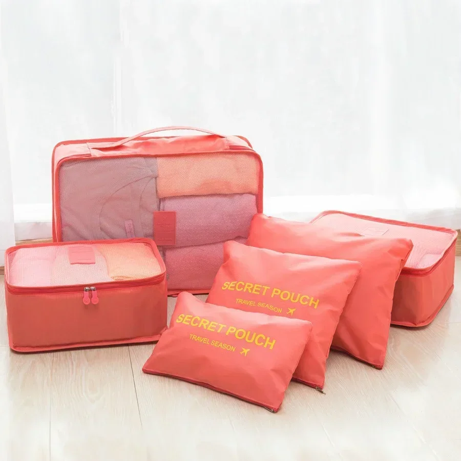 

6Pcs/Set Travel Organizer Storage Bag Set Bedroom Living Room Home Closet Bags Clothes Organization Pouch Suitcase Solid Color