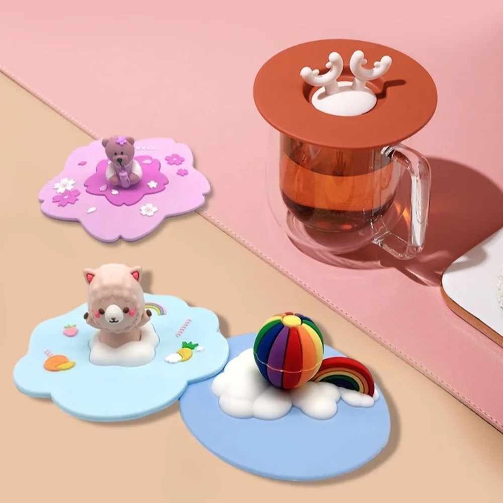 الغذاء الصف الكرتون 10 سنتيمتر غطاء كوب سيليكون مقاومة للحرارة العالمي شفط كأس غطاء مانعة للتسرب الغبار غطاء القدح كوب للشرب