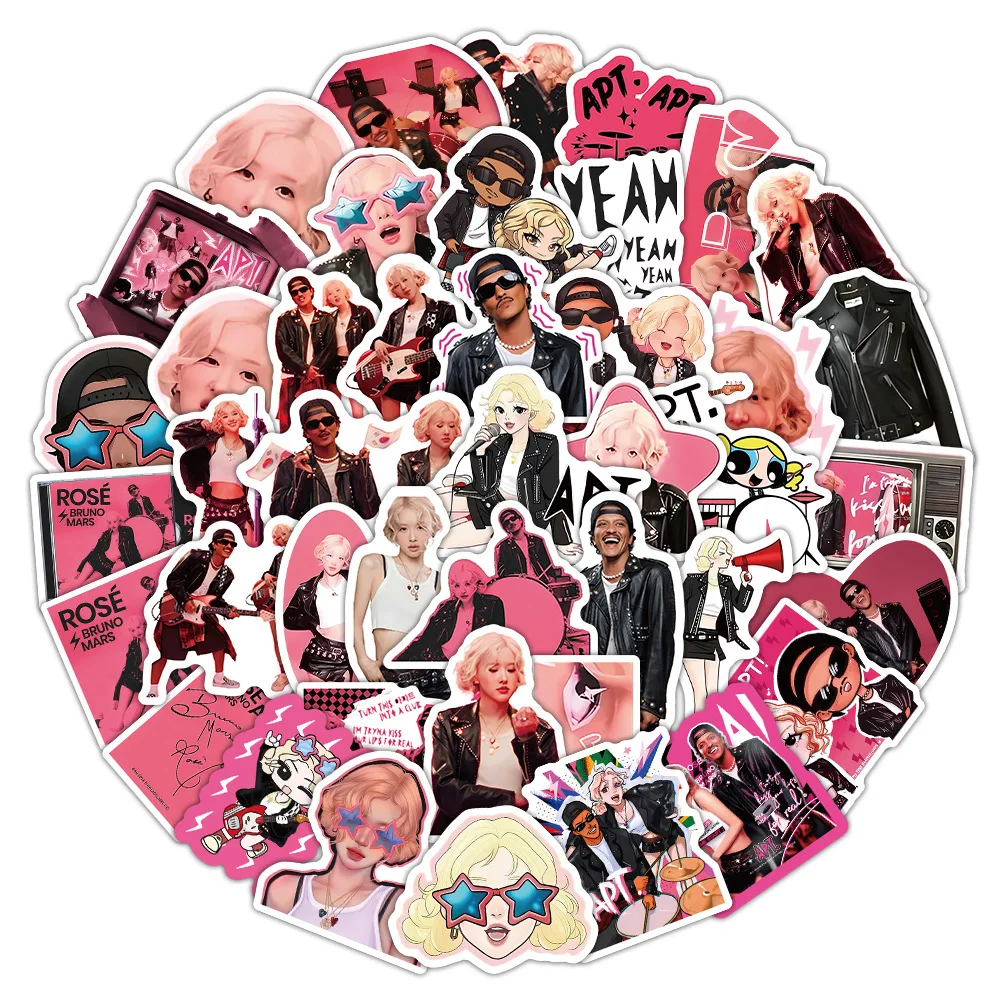 50 قطعة ملصقات أغنية APT ملصقات جرافيتي روزي برونو المريخ ملصقات مقاومة للماء للأمتعة