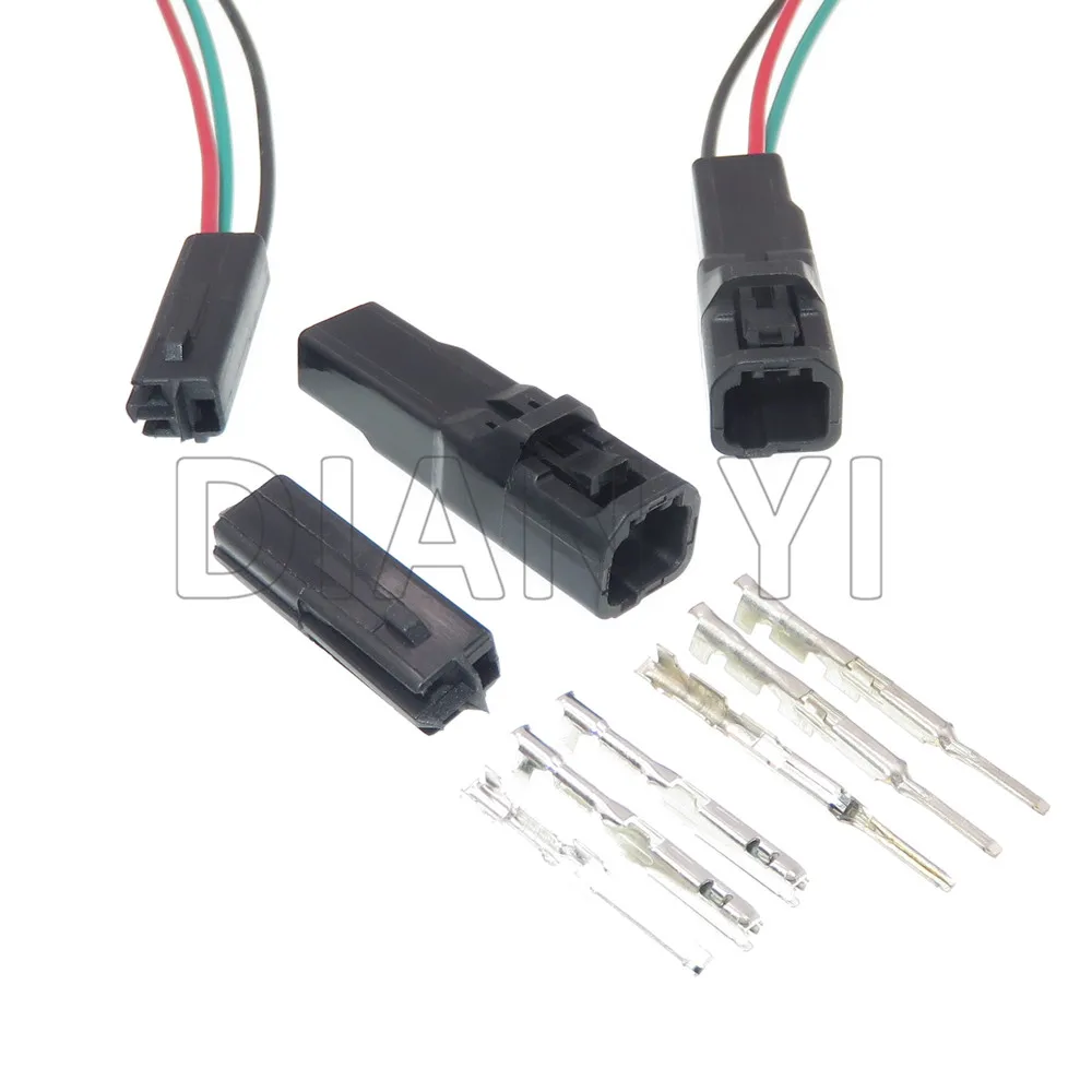 1 Set 3 Way Automobile Plastic Housing Connector AC Assembly 6098-3752 6098-3751 Black Male Female Docking Electric Harness Plug