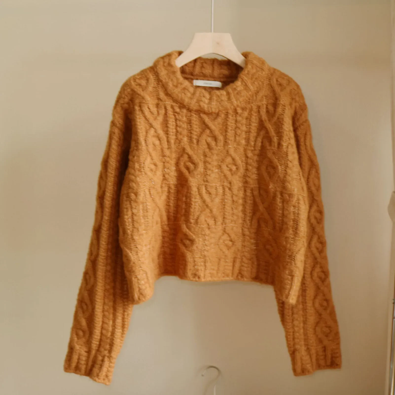 Women Wool Blend Cable Knitting Crew Neck Warm Sweater 2023 Winter Chic Classic Pullover Korean Fashion