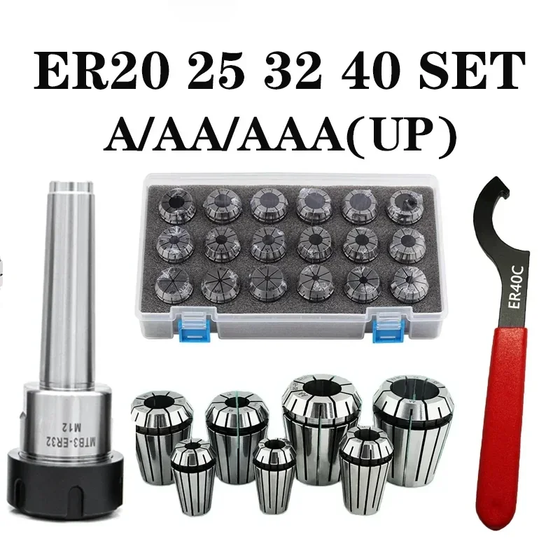 ER20 ER40 ER25 ER32 Spring Clamps +MTA MTB ER MT3 MT2 MT4+ Wrench  Collet Chuck Morse Holder Cone for CNC Milling Lathe Tool