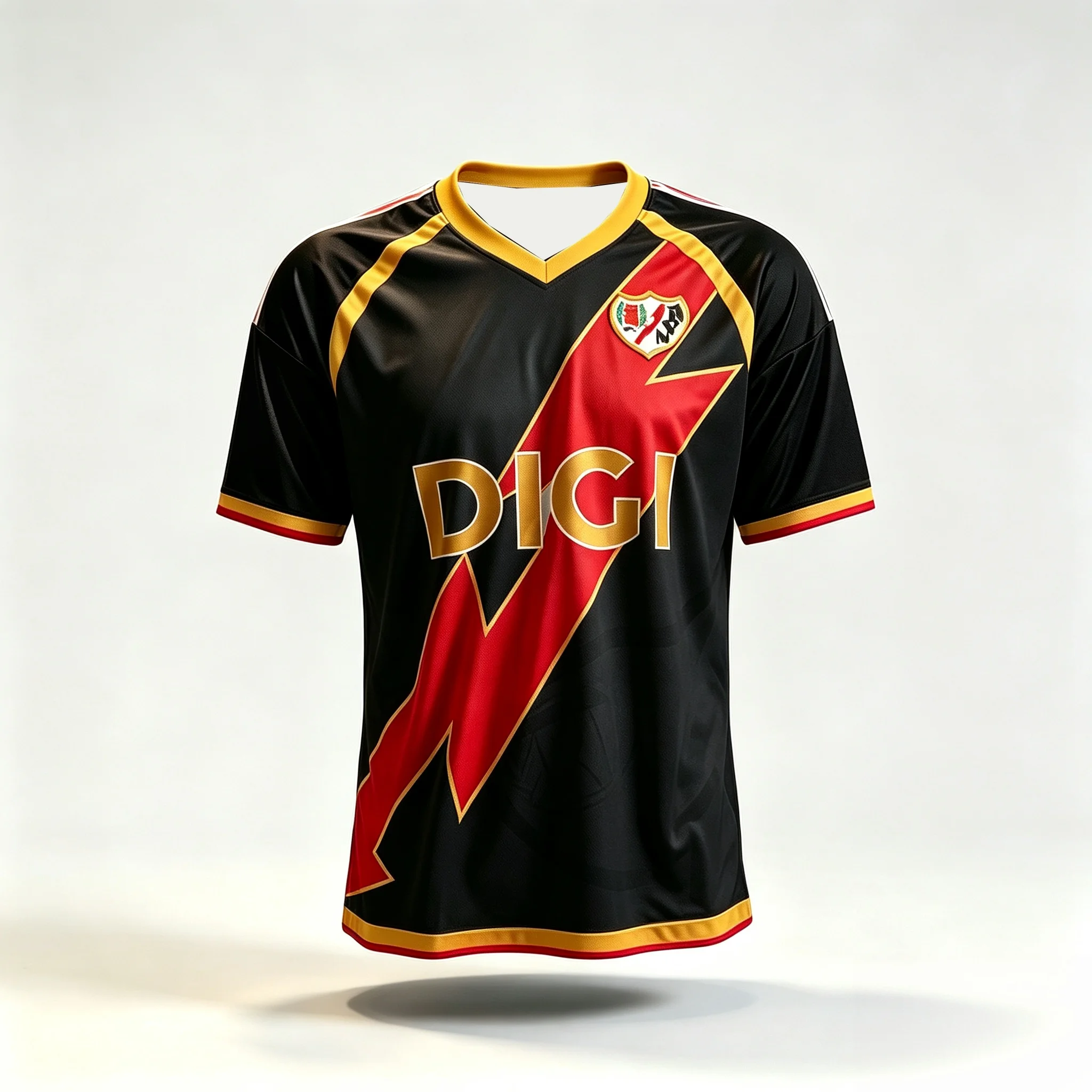 Digi Fußballtrikot für Herren, blaue Basis mit rotem Blitzstreifen, kurzärmeliges Fußballtrikot für Fans, passende Familienkleidung – Detail 9