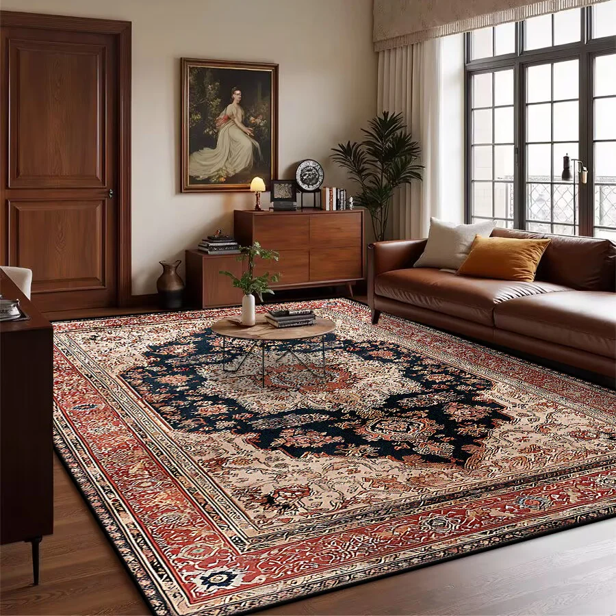 Retro Bohemian Persian Luxury Carpet for Living Room Comfortable Soft Non-slip Bedroom Rugs Classical Entrance Door Mat Washable