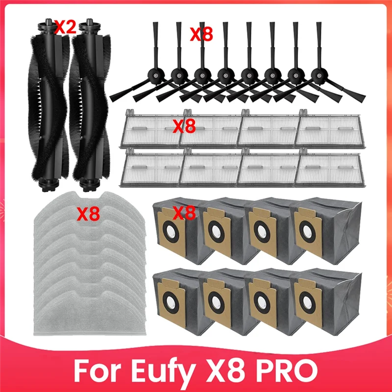 

A70P For Eufy X8 Pro Robot Vacuum Accessories Replacement Parts Main Brush Side Brush Filter Mop Cloth Dust Bag